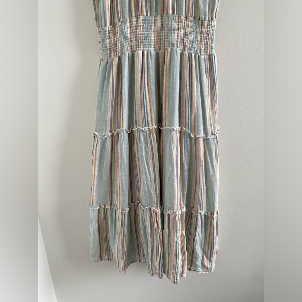 Rails Amellia Sag Harbour Stripe Linen Blend Tiered Midi Dress Size XS - Picture 7 of 11